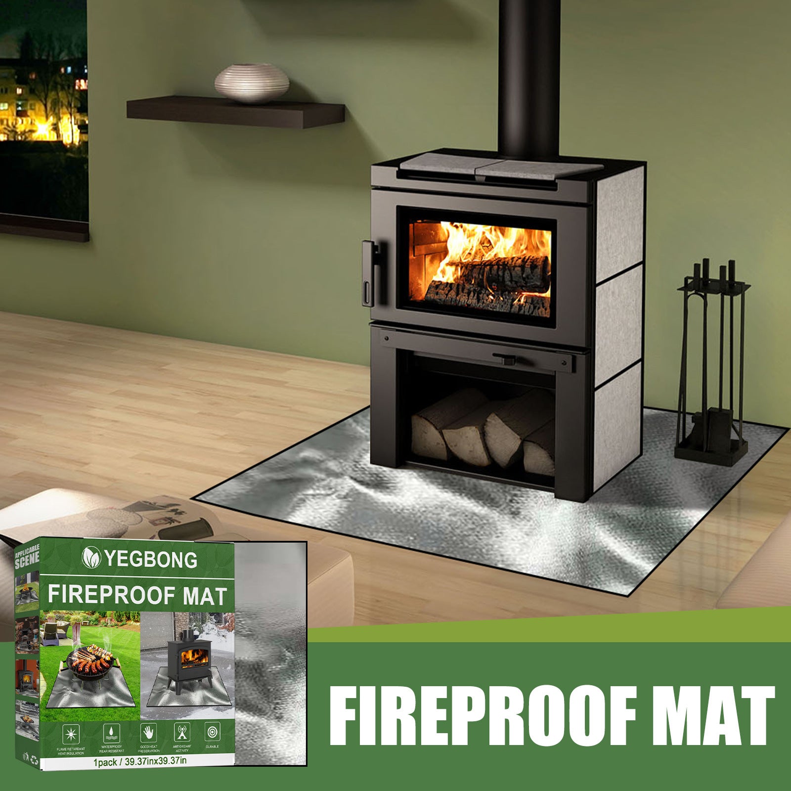 Outdoor Fireproof Mat High Temp Resistant Fiberglass BBQ Stove Mat
