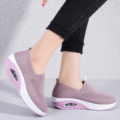 Mesh Air Cushion Running Sneakers Height Increased Slip On Sports Shoes Women's