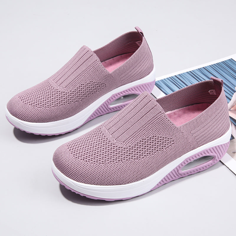 Mesh Air Cushion Running Sneakers Height Increased Slip On Sports Shoes Women's