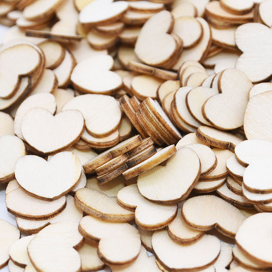 100pcs Wooden Hearts for Crafts Wedding Table Decor Sewing DIY