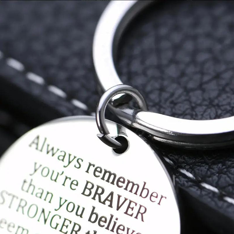 Inspirational Words Print Keychain Stainless Steel Bag Keyring Ornament Charm