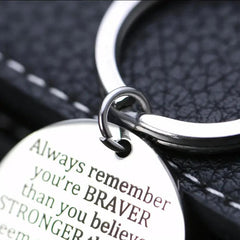 Inspirational Words Print Keychain Stainless Steel Bag Keyring Ornament Charm