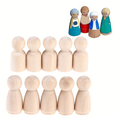 Wooden Dollhouse Puppet Log Small Man Painted Wooden Doll