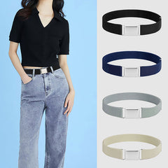 Elastic Stretch Belt Silvery Buckle Belt for Kids Boys Girls Women