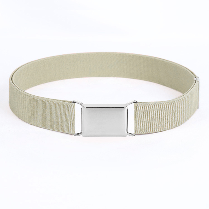 Elastic Stretch Belt Silvery Buckle Belt for Kids Boys Girls Women