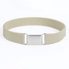 Elastic Stretch Belt Silvery Buckle Belt for Kids Boys Girls Women