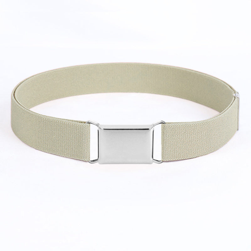 Elastic Stretch Belt Silvery Buckle Belt for Kids Boys Girls Women