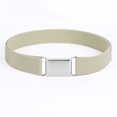 Elastic Stretch Belt Silvery Buckle Belt for Kids Boys Girls Women