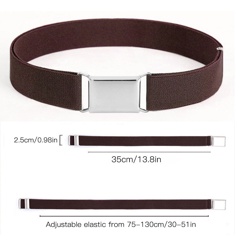 Elastic Stretch Belt Silvery Buckle Belt for Kids Boys Girls Women
