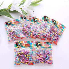 50Pcs Toddler Girls Cartoon Hair Ties Multicolor Ponytail Accessories