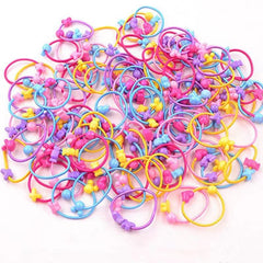 50Pcs Toddler Girls Cartoon Hair Ties Multicolor Ponytail Accessories