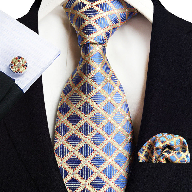 Men's Tie Pocket Handkerchief Cufflinks Set