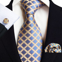 Men's Tie Pocket Handkerchief Cufflinks Set