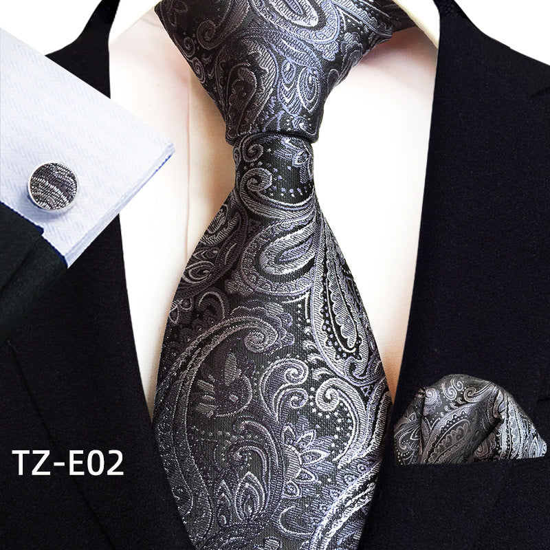 Men's Tie Pocket Handkerchief Cufflinks Set