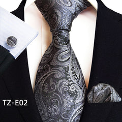 Men's Tie Pocket Handkerchief Cufflinks Set