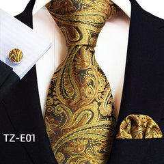Men's Tie Pocket Handkerchief Cufflinks Set