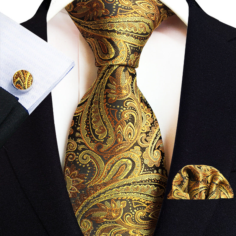 Men's Tie Pocket Handkerchief Cufflinks Set