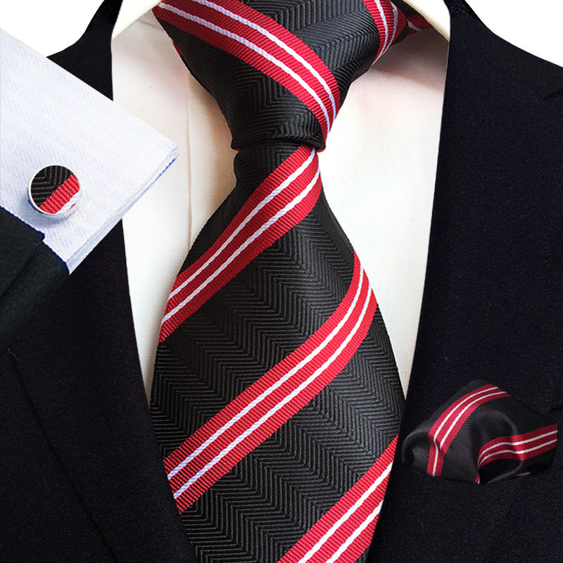 Men's Tie Pocket Handkerchief Cufflinks Set