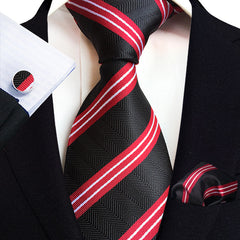 Men's Tie Pocket Handkerchief Cufflinks Set