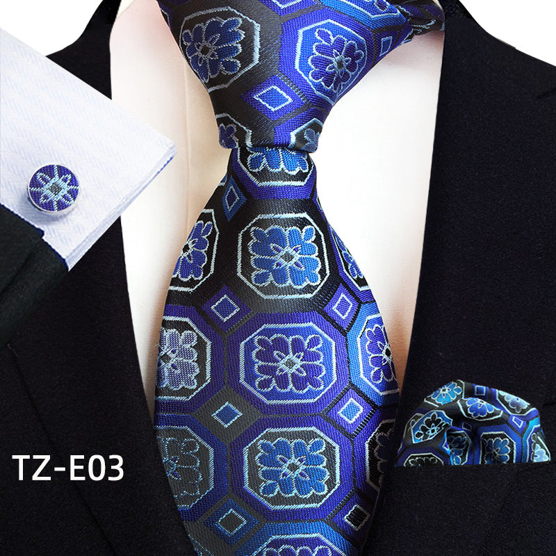 Men's Tie Pocket Handkerchief Cufflinks Set