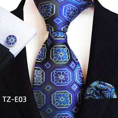 Men's Tie Pocket Handkerchief Cufflinks Set