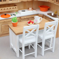 12-Piece Dollhouse Kitchen and Dining Set with Apricot Toy Furniture