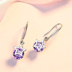 Star Rhinestone Copper Earrings Jewelry Holiday Gift For Girls