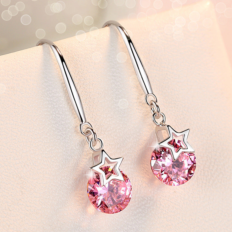 Star Rhinestone Copper Earrings Jewelry Holiday Gift For Girls