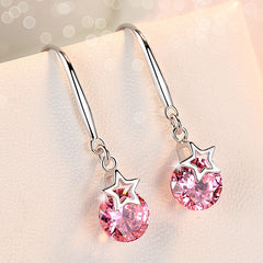 Star Rhinestone Copper Earrings Jewelry Holiday Gift For Girls