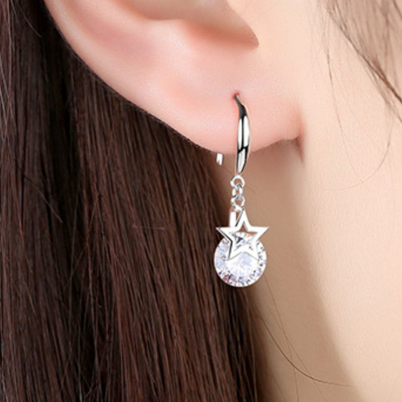 Star Rhinestone Copper Earrings Jewelry Holiday Gift For Girls