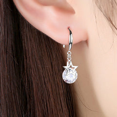 Star Rhinestone Copper Earrings Jewelry Holiday Gift For Girls