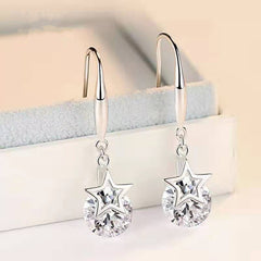 Star Rhinestone Copper Earrings Jewelry Holiday Gift For Girls