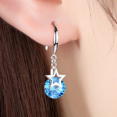 Star Rhinestone Copper Earrings Jewelry Holiday Gift For Girls
