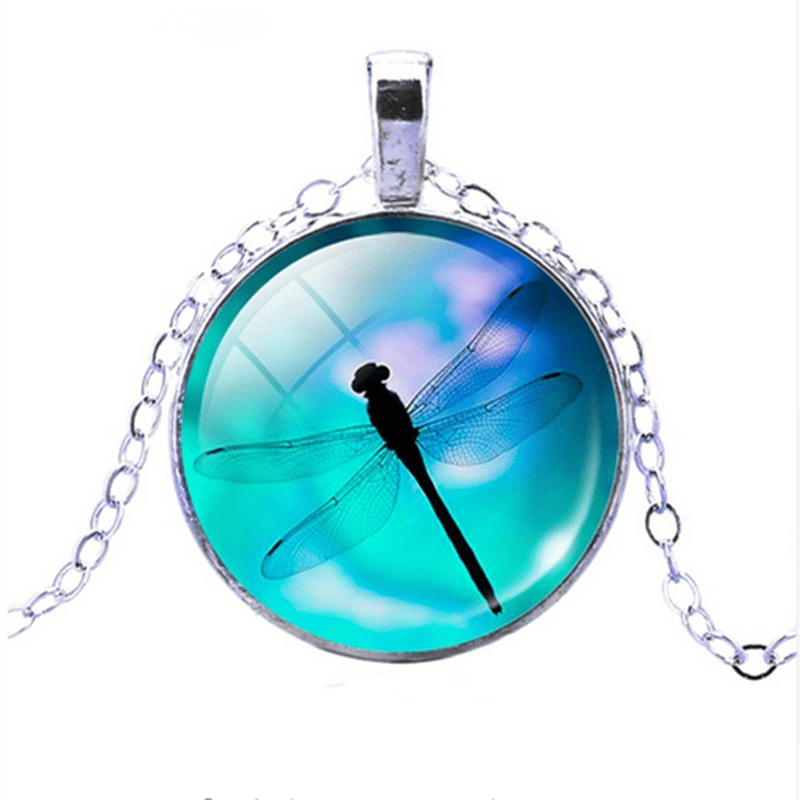 Green Dragonfly Time Gemstone Keychain Animal Dragonfly Keychain Necklace