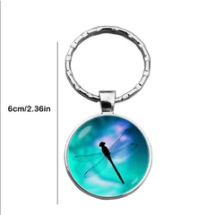Green Dragonfly Time Gemstone Keychain Animal Dragonfly Keychain Necklace