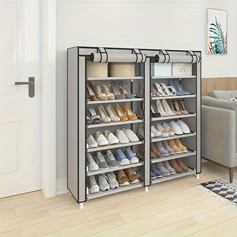 Large Capacity Shoe Rack With Dust Proof Curtain
