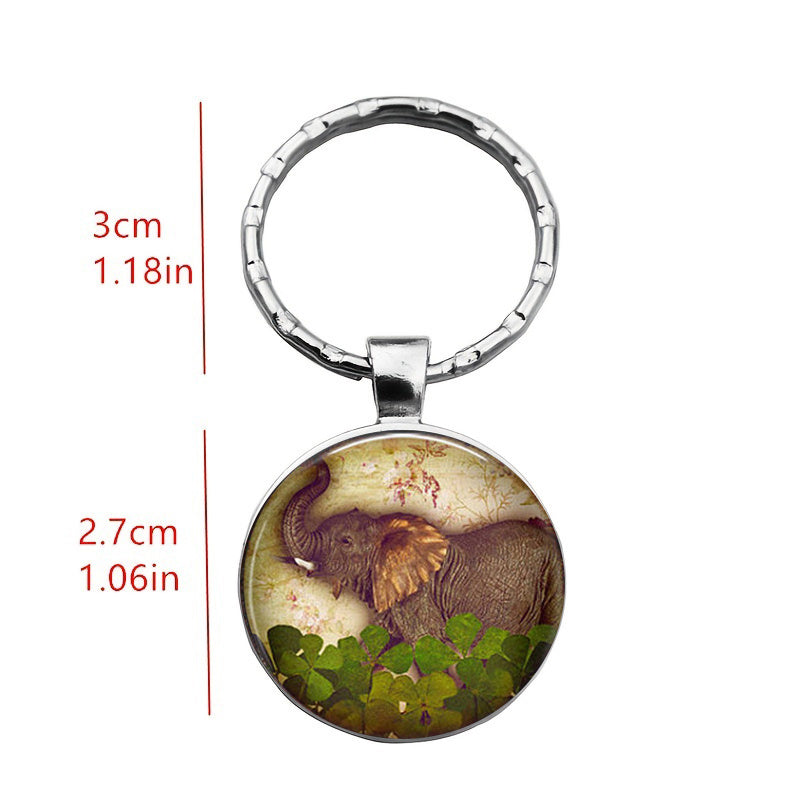 Vintage Elephant Time Gemstone Keychain And Necklace