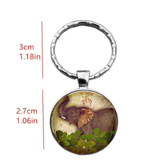 Vintage Elephant Time Gemstone Keychain And Necklace
