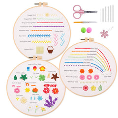 3 Sets Embroidery Starter Kit w/ Pattern & Instructions - Cross Stitch Set