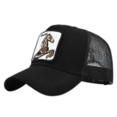 Horse Embroidery Baseball Cap Patch Animal Duck Tongue Cap Mesh Peaked Cap
