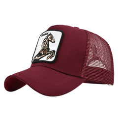 Horse Embroidery Baseball Cap Patch Animal Duck Tongue Cap Mesh Peaked Cap
