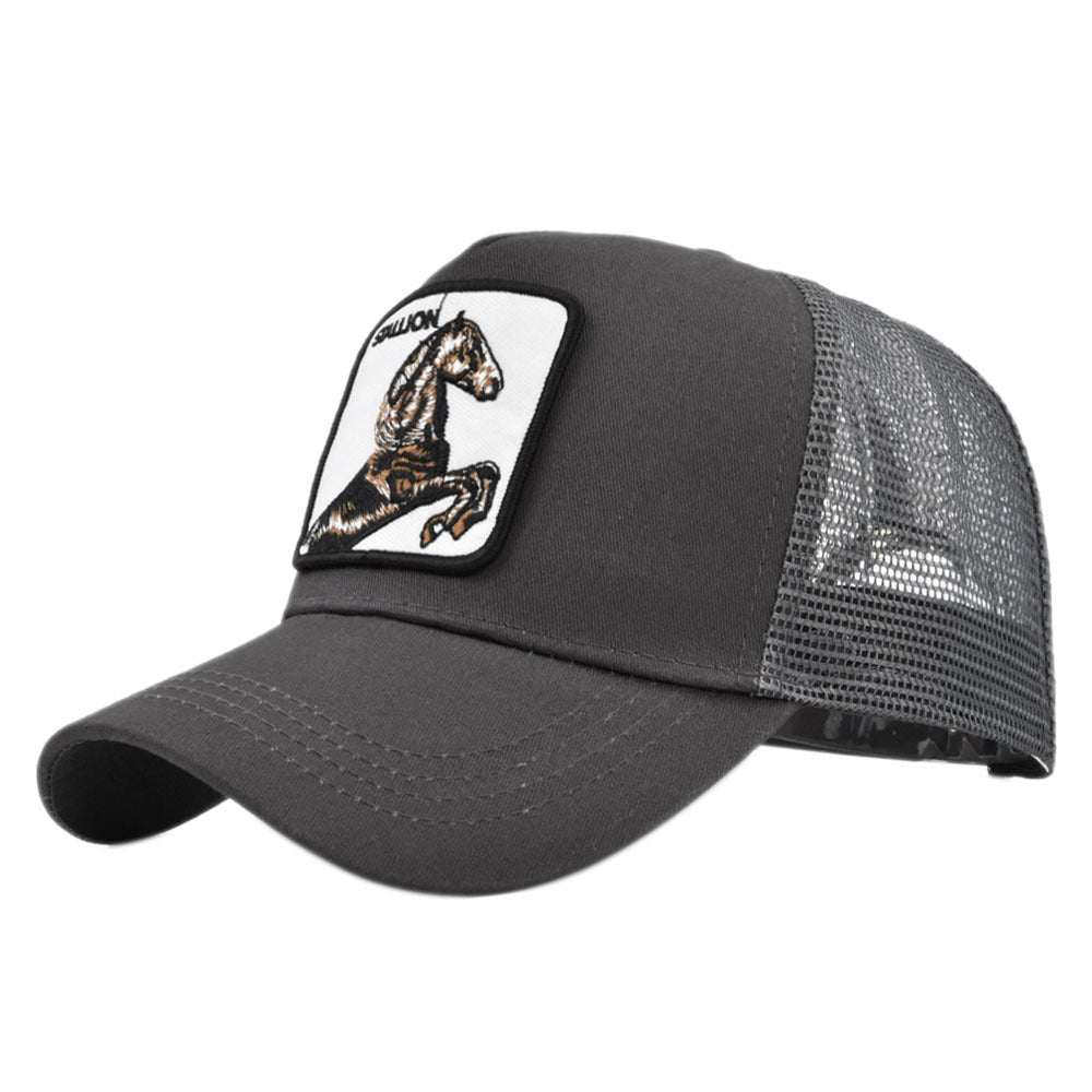 Horse Embroidery Baseball Cap Patch Animal Duck Tongue Cap Mesh Peaked Cap