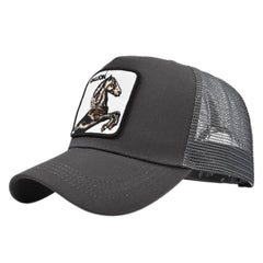Horse Embroidery Baseball Cap Patch Animal Duck Tongue Cap Mesh Peaked Cap