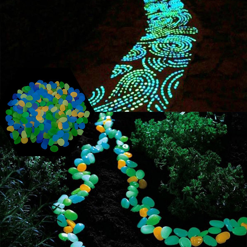 100pcs Luminous Garden Stones Glow in the Dark Pebbles
