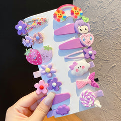 14pcs Girls Colorful Hairpin Flower Cartoon Heart Hair Accessories