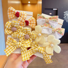 10pcs Girls Elastic Hairbands Bowknot Flower Hair Accessories