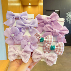 10pcs Girls Elastic Hairbands Bowknot Flower Hair Accessories