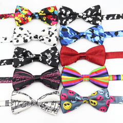 Boys Music Note Smiling Face Camouflage Block Mustache Bow Ties