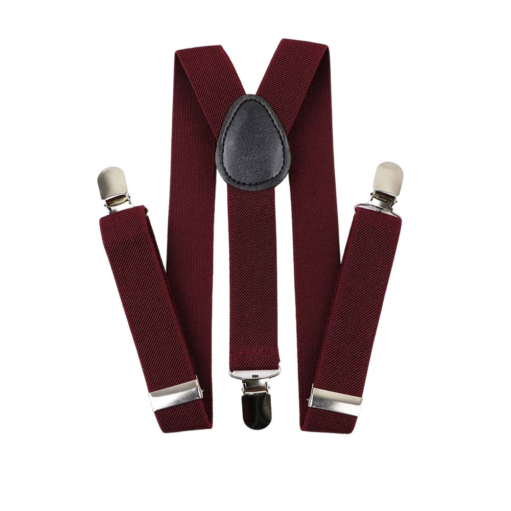 Boys Solid Adjustable Elastic Suspenders Braces