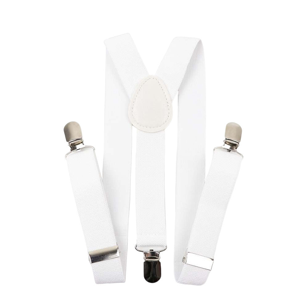 Boys Solid Adjustable Elastic Suspenders Braces